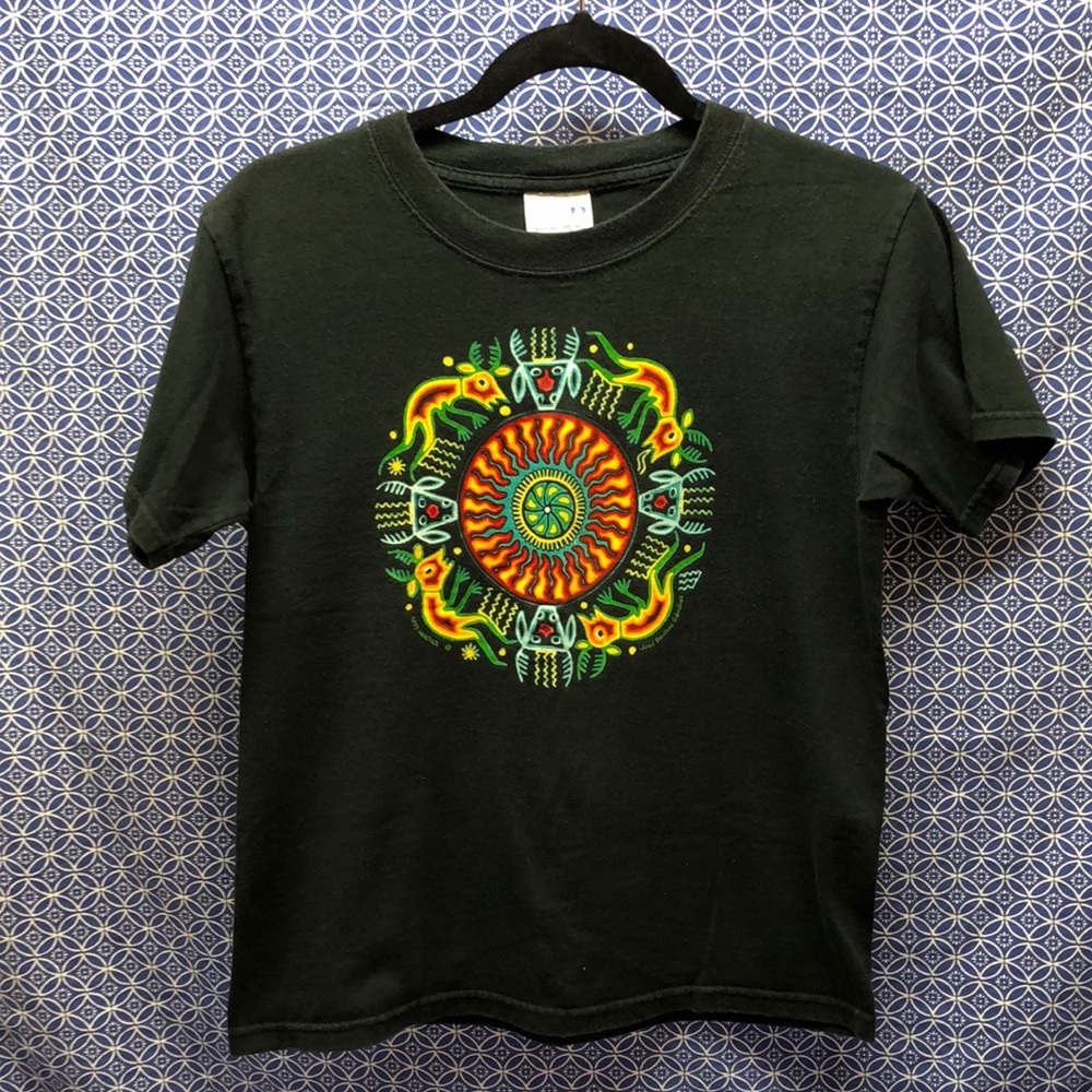 Colorful nature animal design on black T shirt